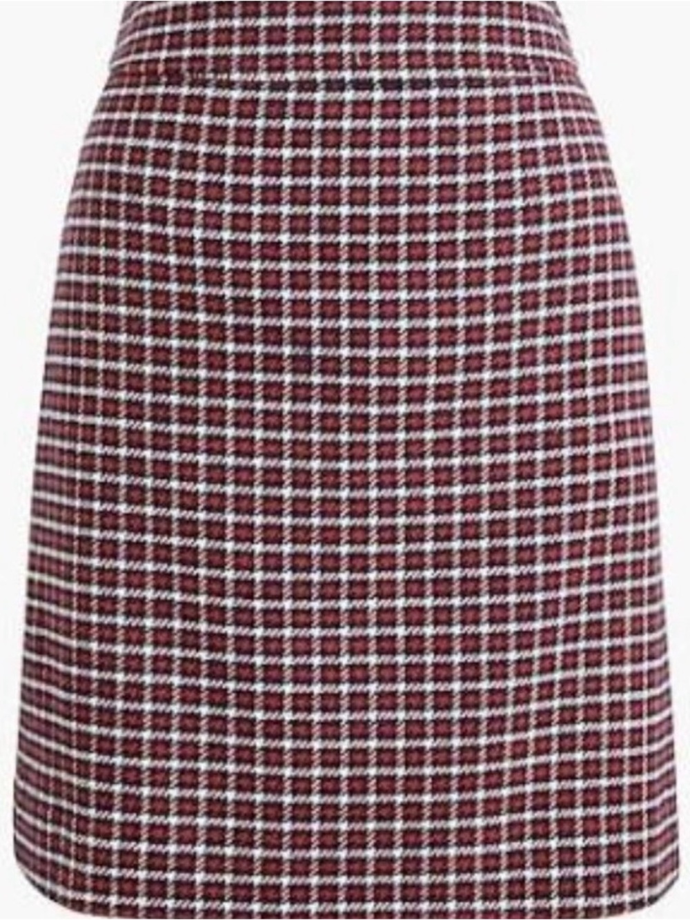 J Crew Navy and Red Houndstooth Skirt Plaid A-Line Skirt in Burgundy and White
